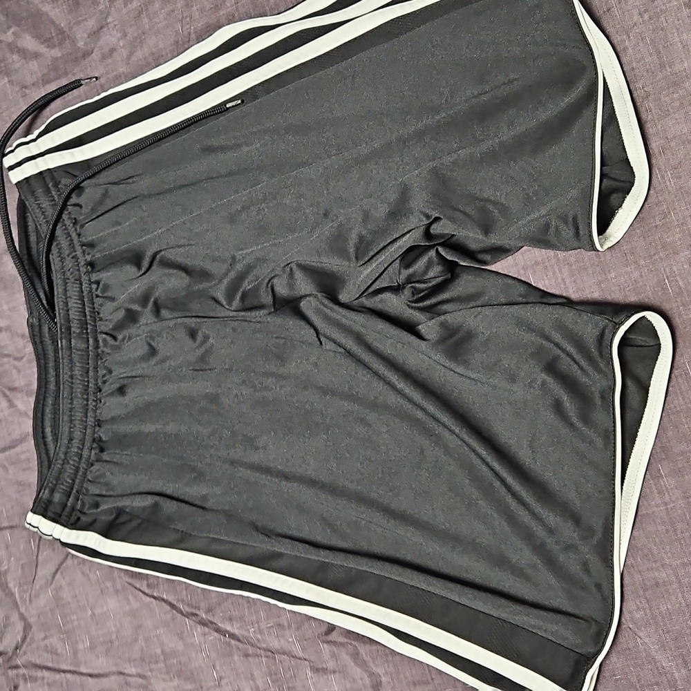 adidas Boys Black Shorts with White Stripes
